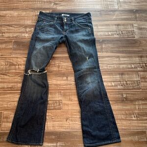 Hudson Bootcut/wide leg, Distressed, button flap pockets, low rise Jeans SZ 28